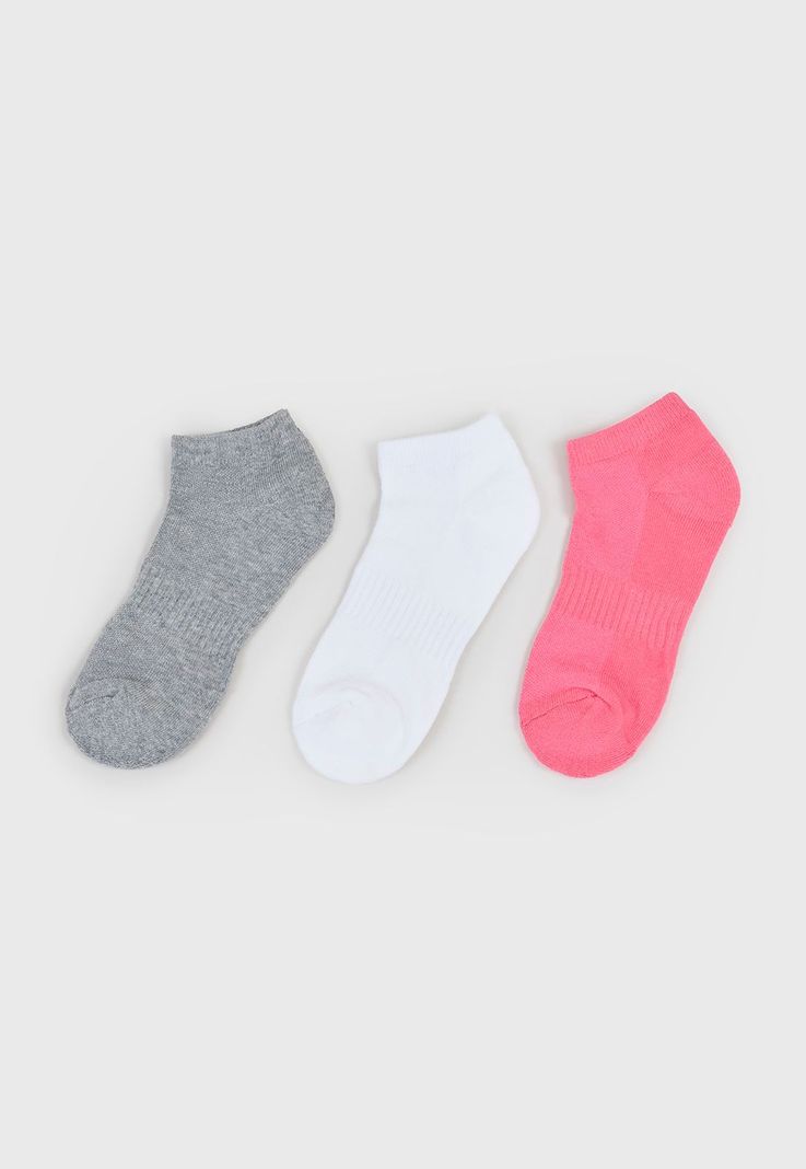 Calcetines Mujer Tripack Deportivo Cortos Rosado Corona-2