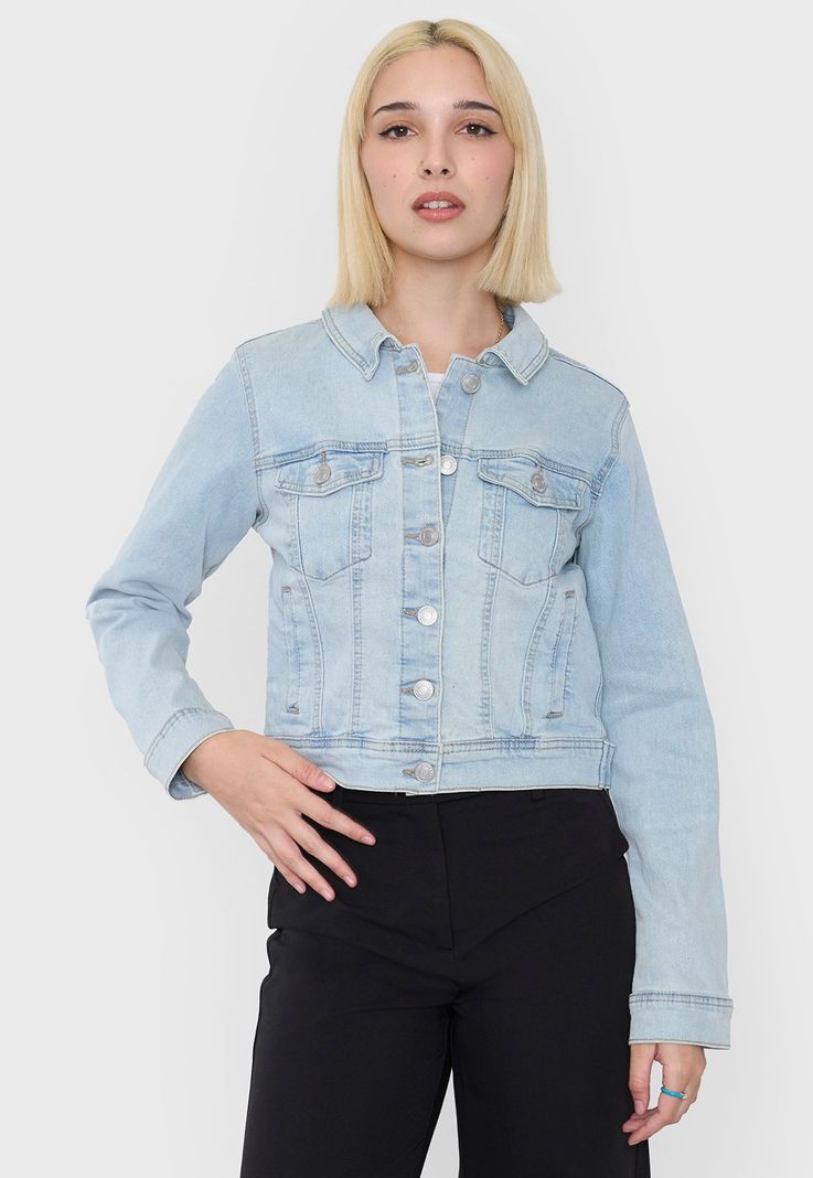 Chaqueta Mujer Trucker Elasticada Azul Claro Corona-2