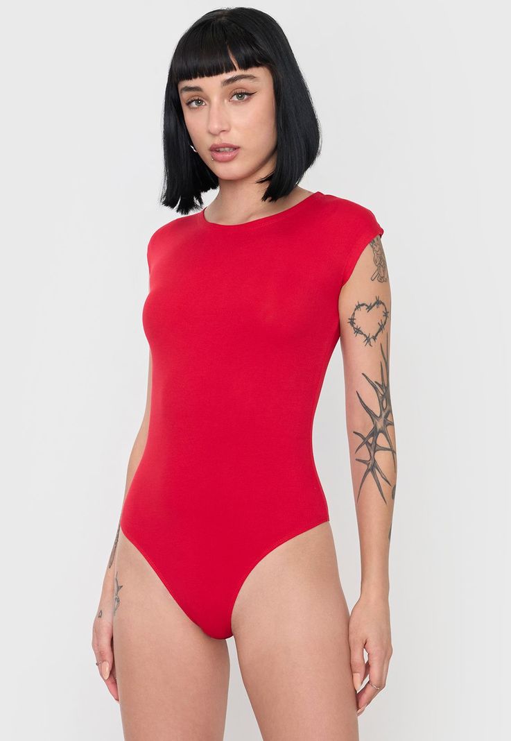 Body Mujer Manga Corta Rojo Corona-2