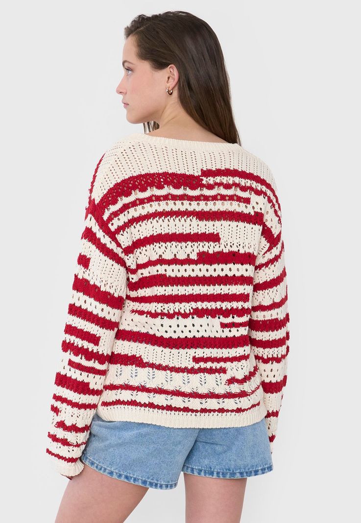 Sweater Mujer Crochet Ecru Corona-1