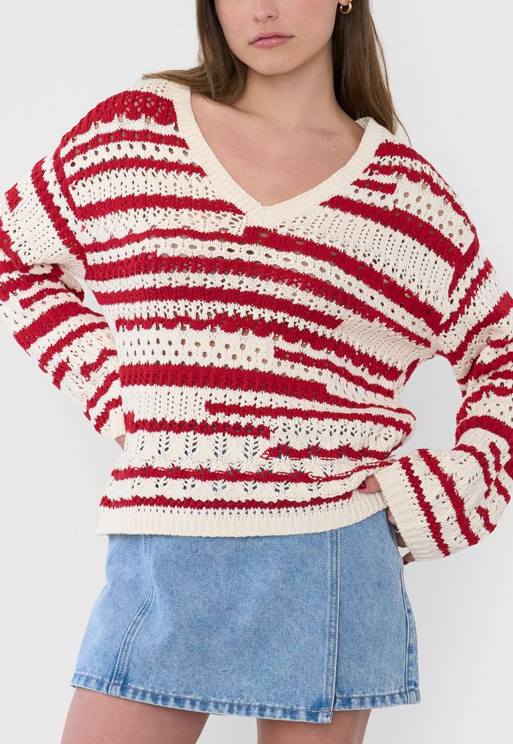 Sweater Mujer Crochet Ecru Corona-2