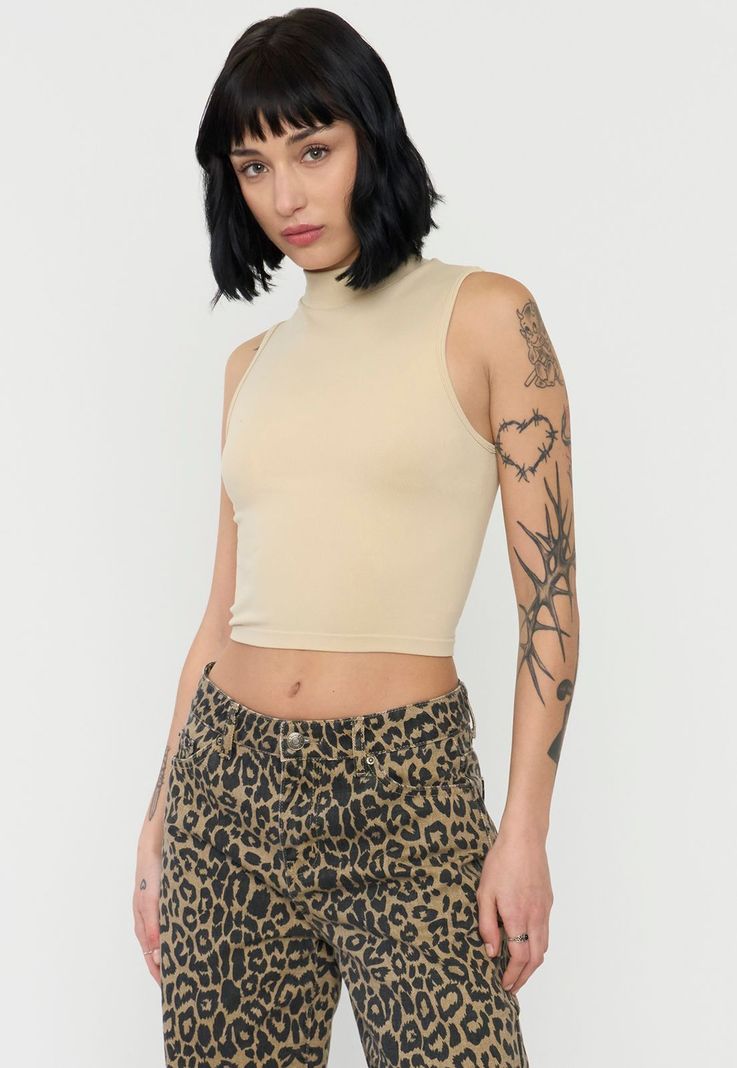 Polera Mujer Sin Mangas Color Beige Corona-0