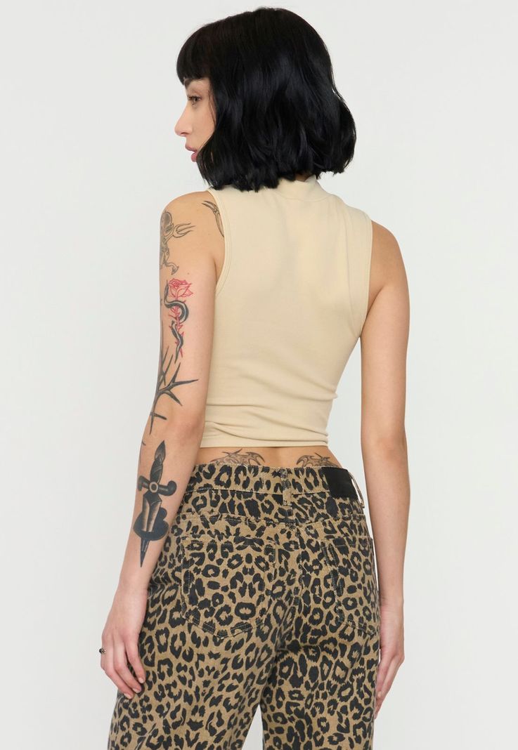 Polera Mujer Sin Mangas Color Beige Corona-1