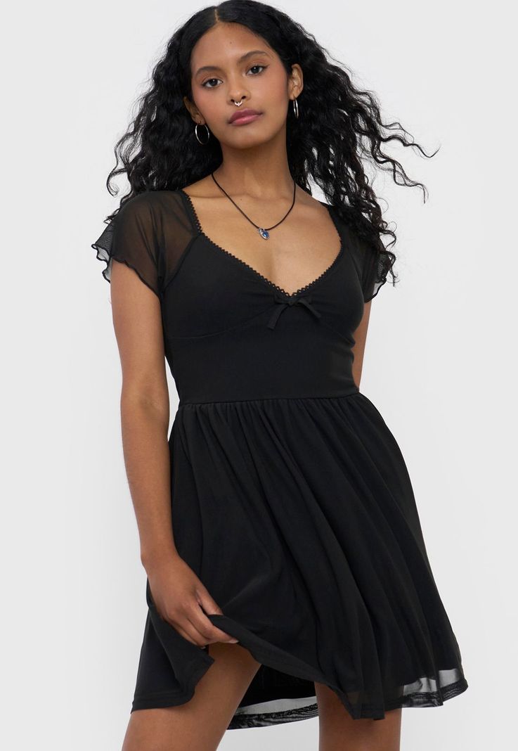 Vestido Mujer Malla Negro Corona-0