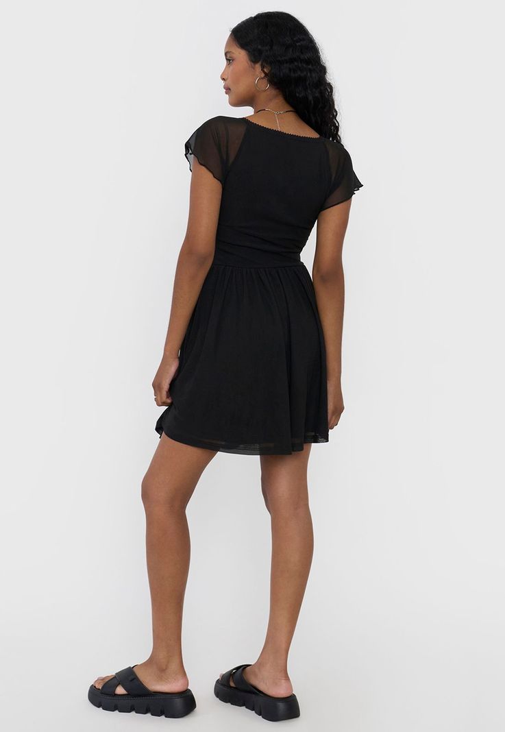 Vestido Mujer Malla Negro Corona-2