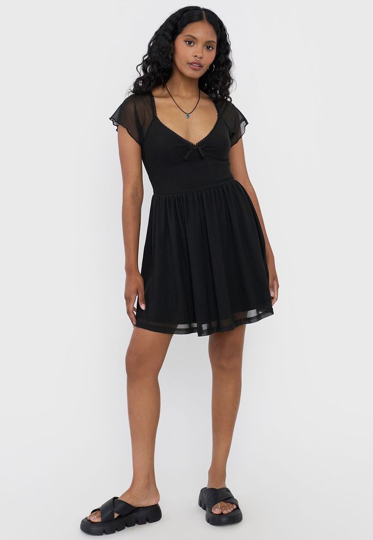 Vestido Mujer Malla Negro Corona-3