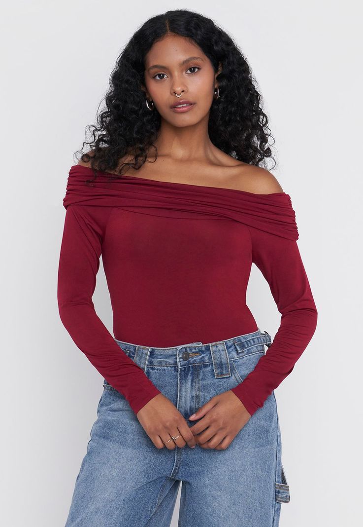 GUESS Body Con Logo Ls Para Mujer, Blanco Puro