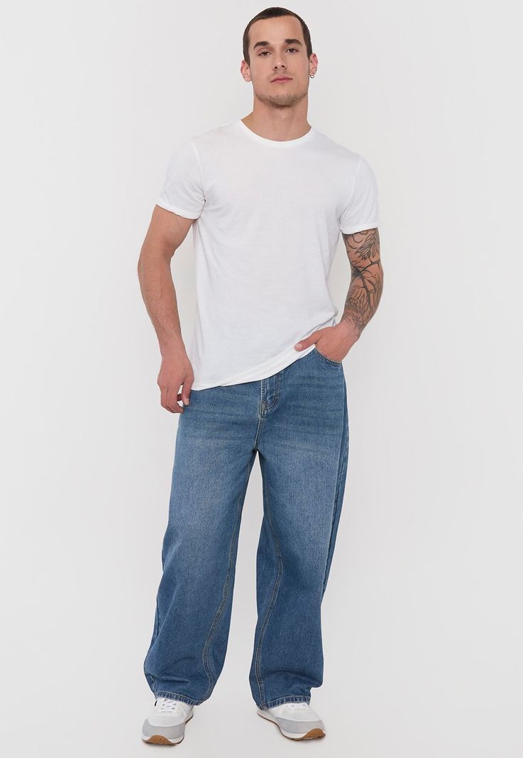Jeans Hombre Baggy Fit Skater Relieve Azul Corona-0