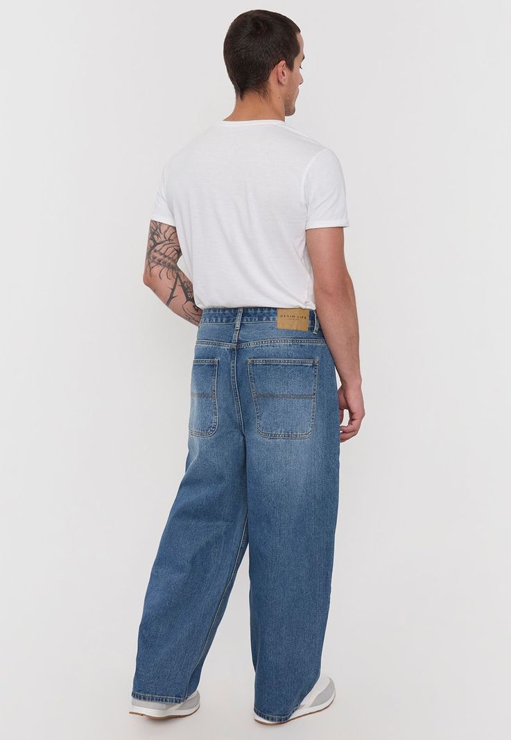 Jeans Hombre Baggy Fit Skater Relieve Azul Corona-2
