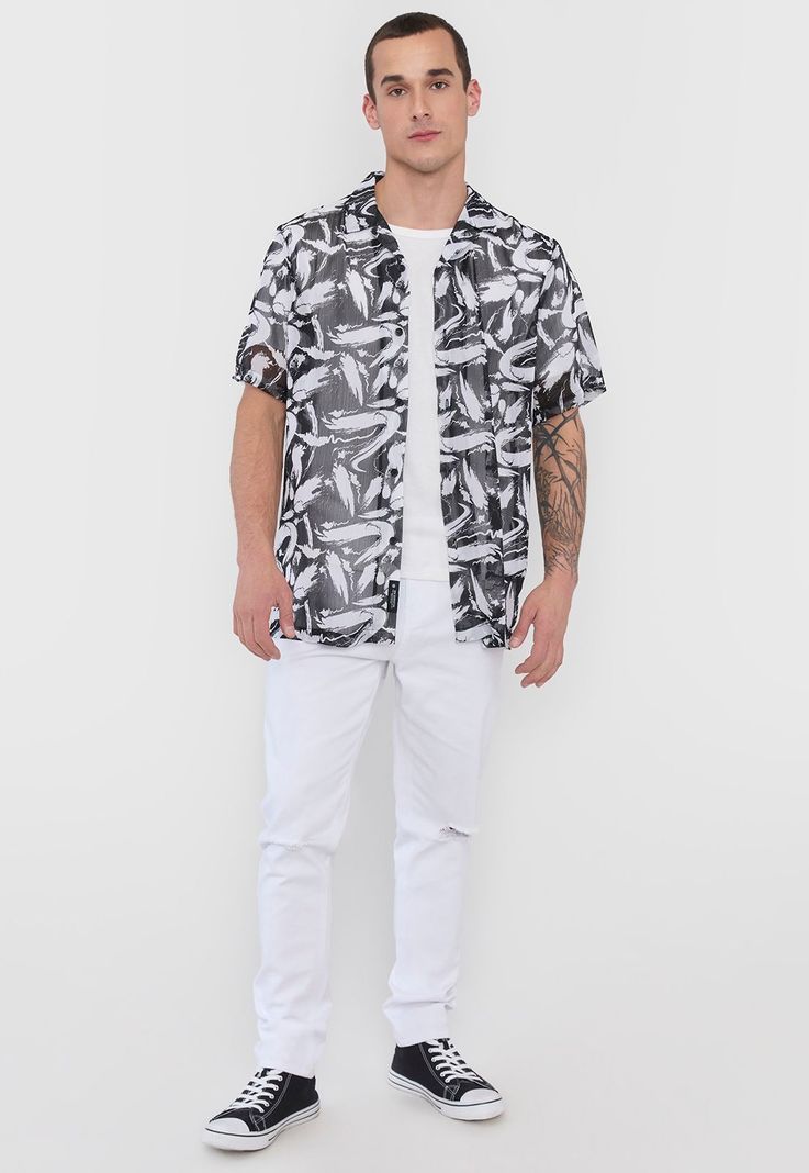 Camisa Hombre Night Transparencia Negro Corona-3