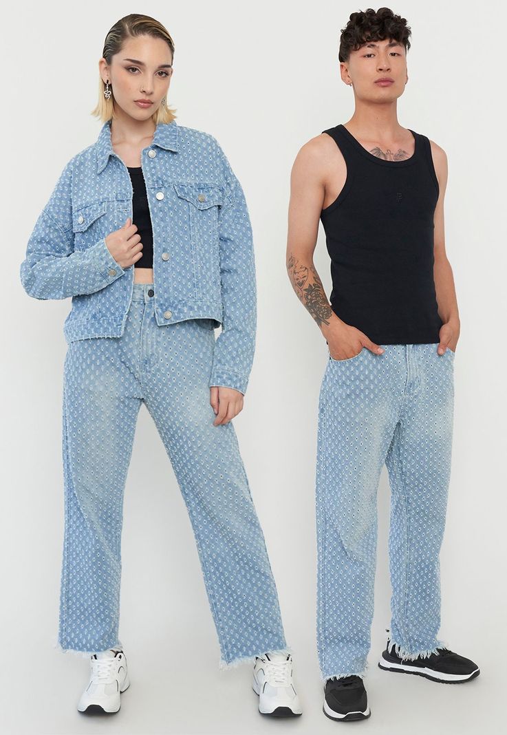 Jeans Straight Fit Azul Claro x Power Peralta Corona-0
