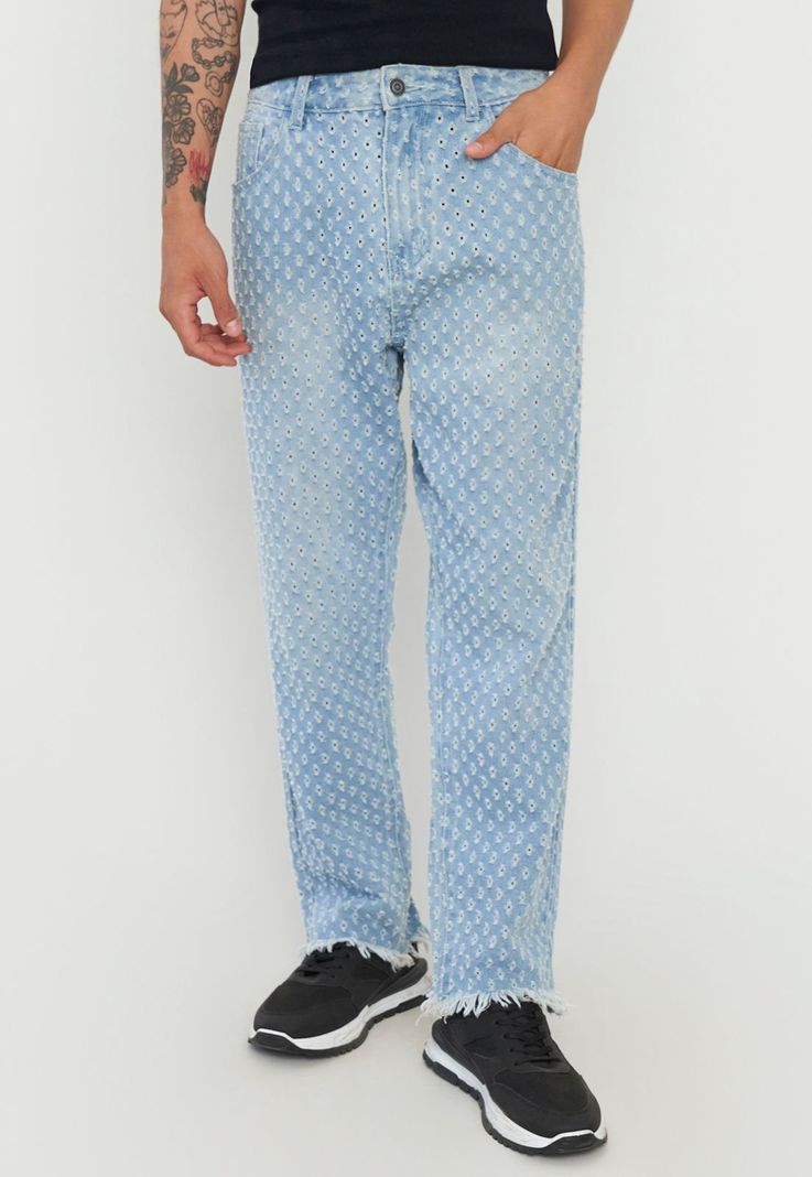 Jeans Straight Fit Azul Claro x Power Peralta Corona-2