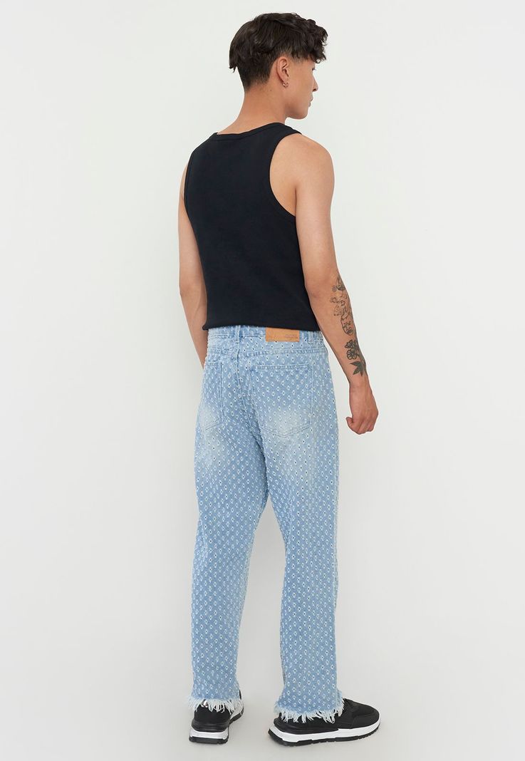 Jeans Straight Fit Azul Claro x Power Peralta Corona-3