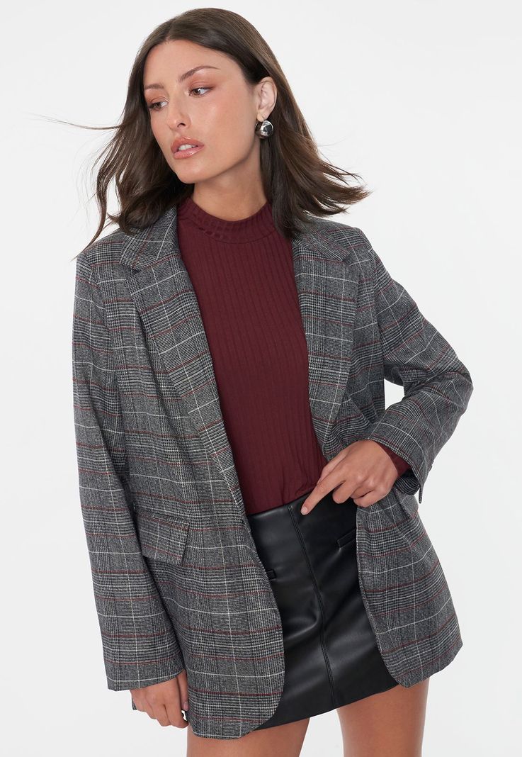 Blazer Mujer Punk Gris Checks Corona-0