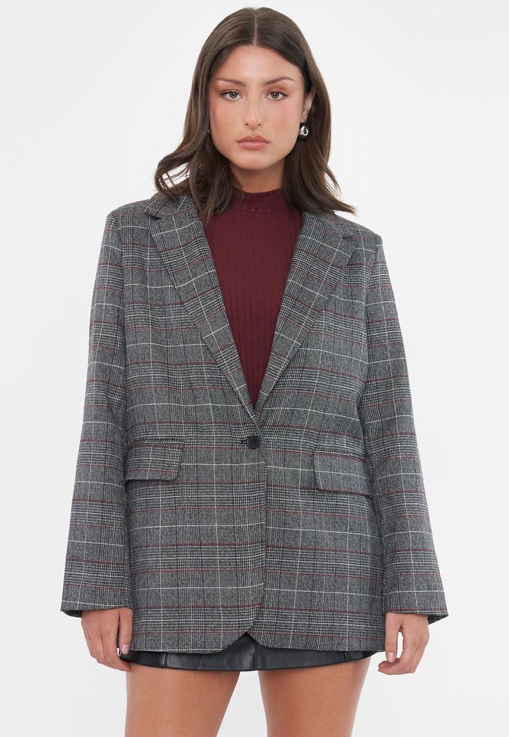 Blazer Mujer Punk Gris Checks Corona-2