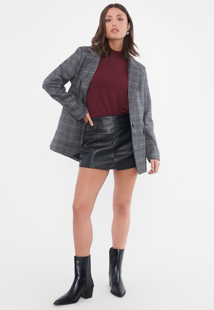 Blazer Mujer Punk Gris Checks Corona-3