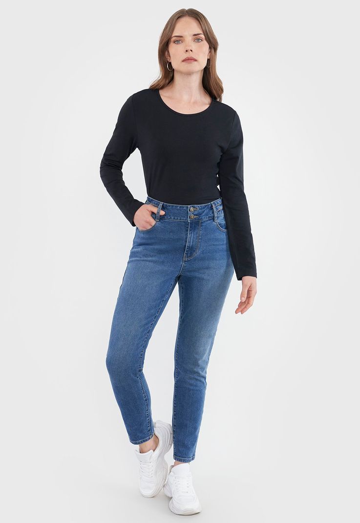 Polera Mujer Básica Manga Larga Negro Corona-3