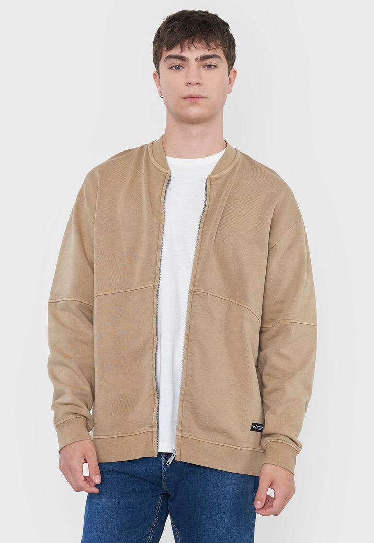 Polerón Hombre Bomber Lavado Beige Corona-0