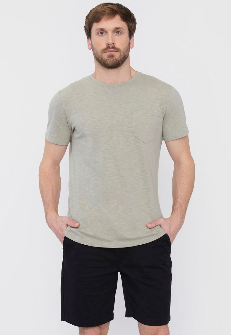 Polera Hombre Slub Pocket Verde Corona-0