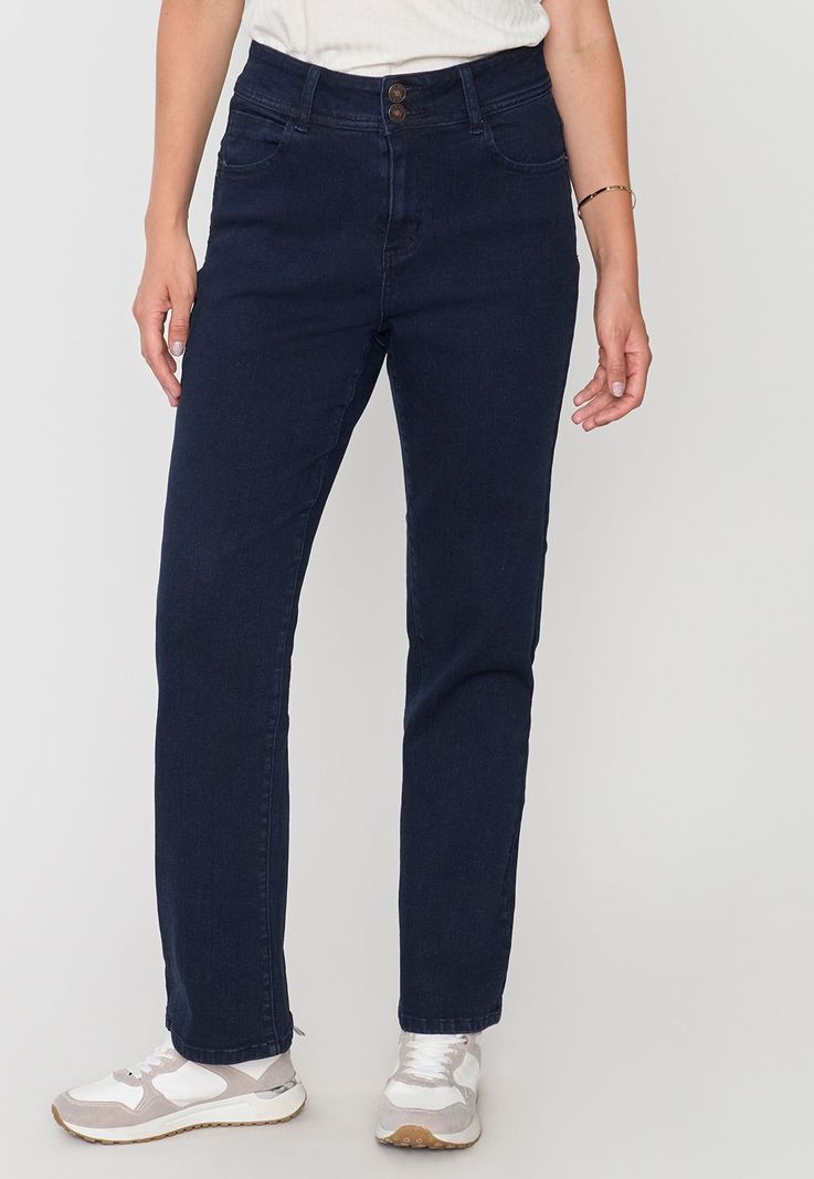 Jeans Mujer Straight Fit Azul Raw Básico Corona-1