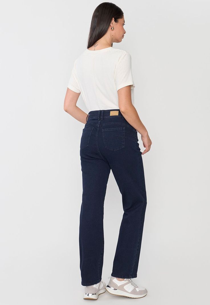 Jeans Mujer Straight Fit Azul Raw Básico Corona-2