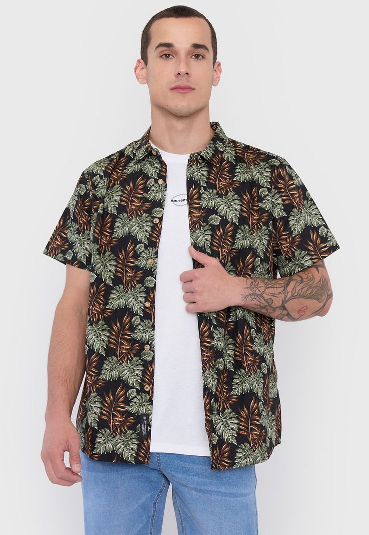 Camisa Hombre Cotton Full Print Verde Corona-0