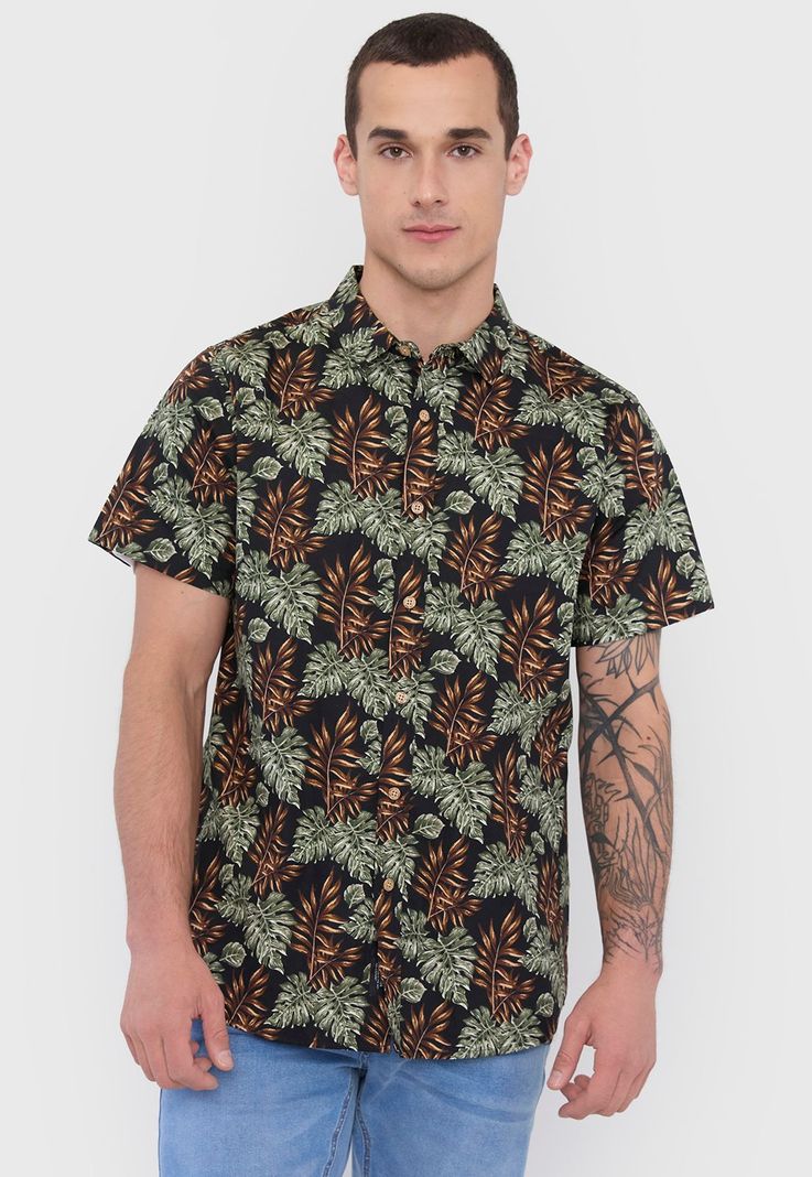 Camisa Hombre Cotton Full Print Verde Corona-2