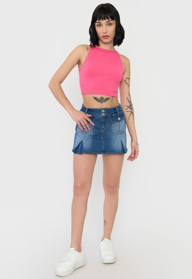 Peto Mujer Seamless Halter Fucsia Corona-3