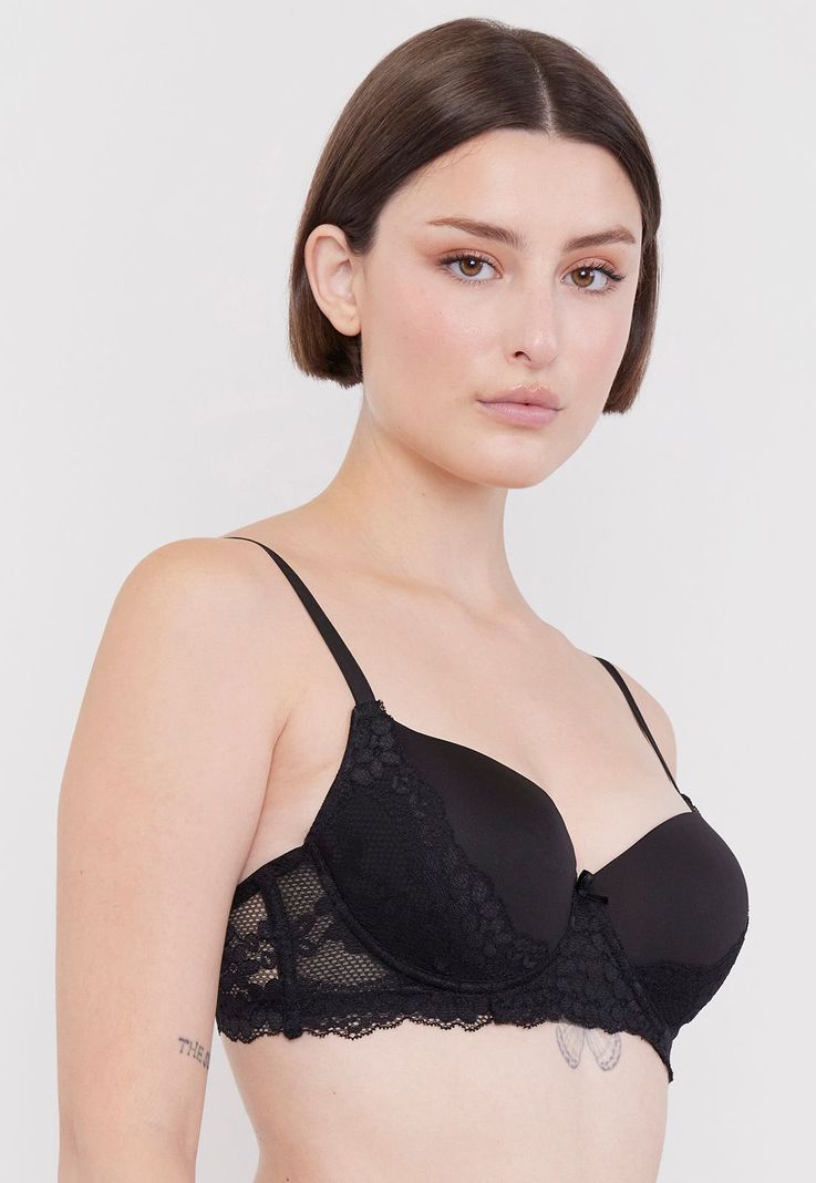 Sostén Mujer Push Up Copa B Negro  Corona-2