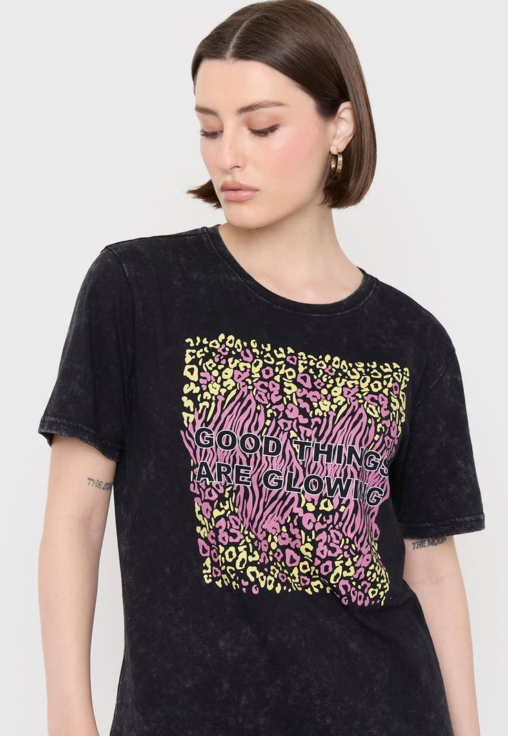 Polera Mujer Folia Negro Corona-2