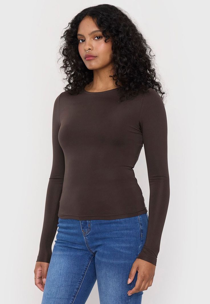 Polera Mujer Ml Polyspx Café Corona-0