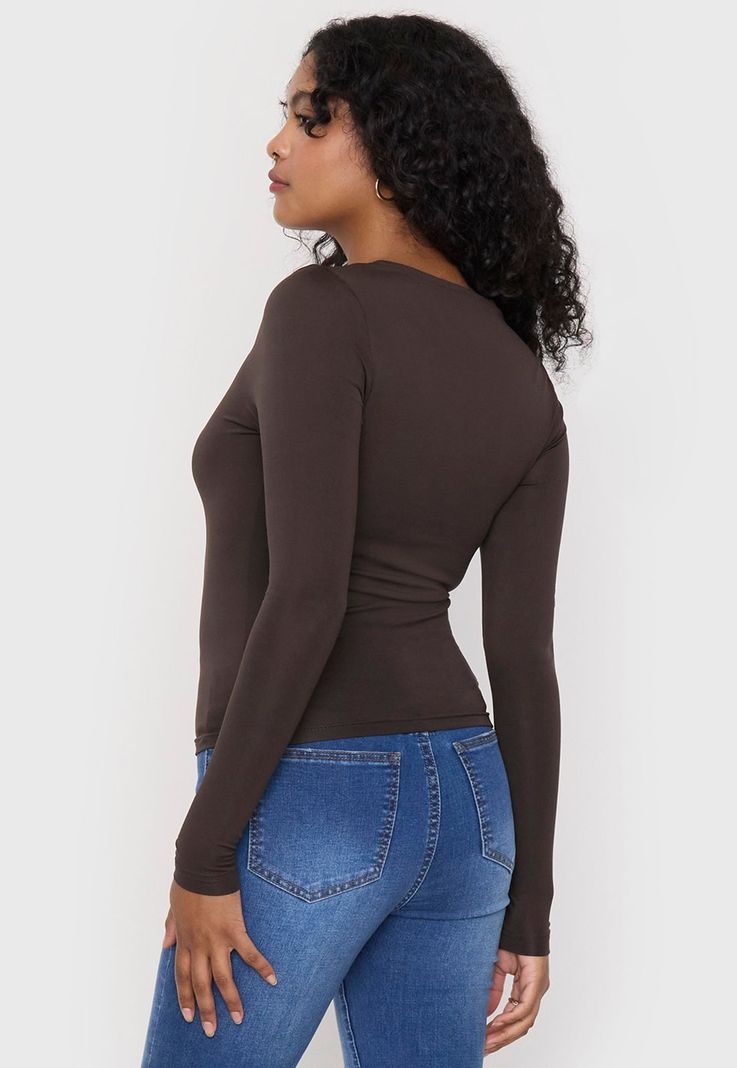 Polera Mujer Ml Polyspx Café Corona-1