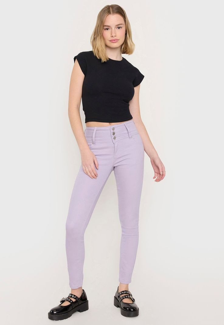 Jeans Mujer 3 Botones Color Malva Corona-0