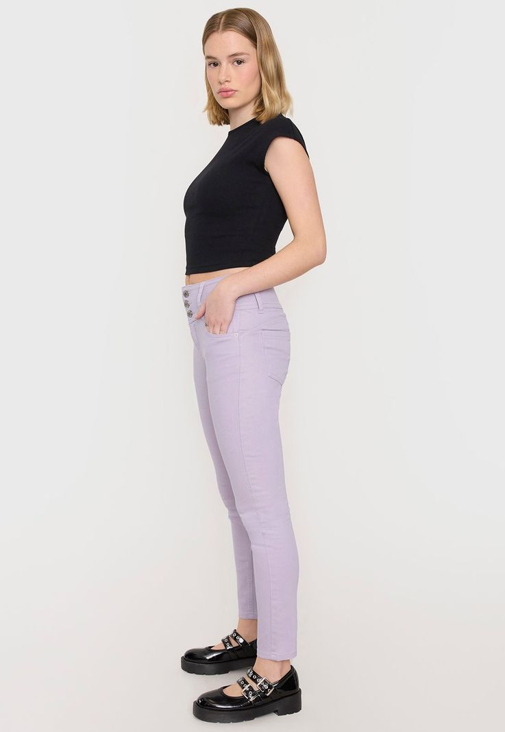 Jeans Mujer 3 Botones Color Malva Corona-3