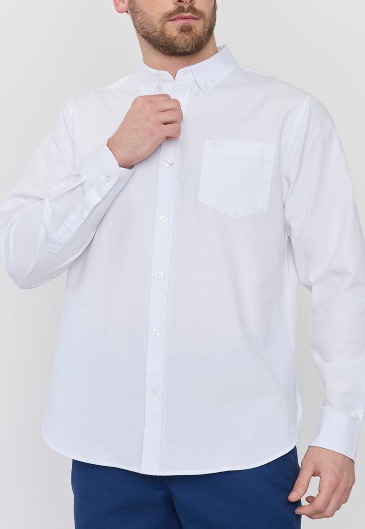 Camisa Hombre Blanco Oxford Corona-2