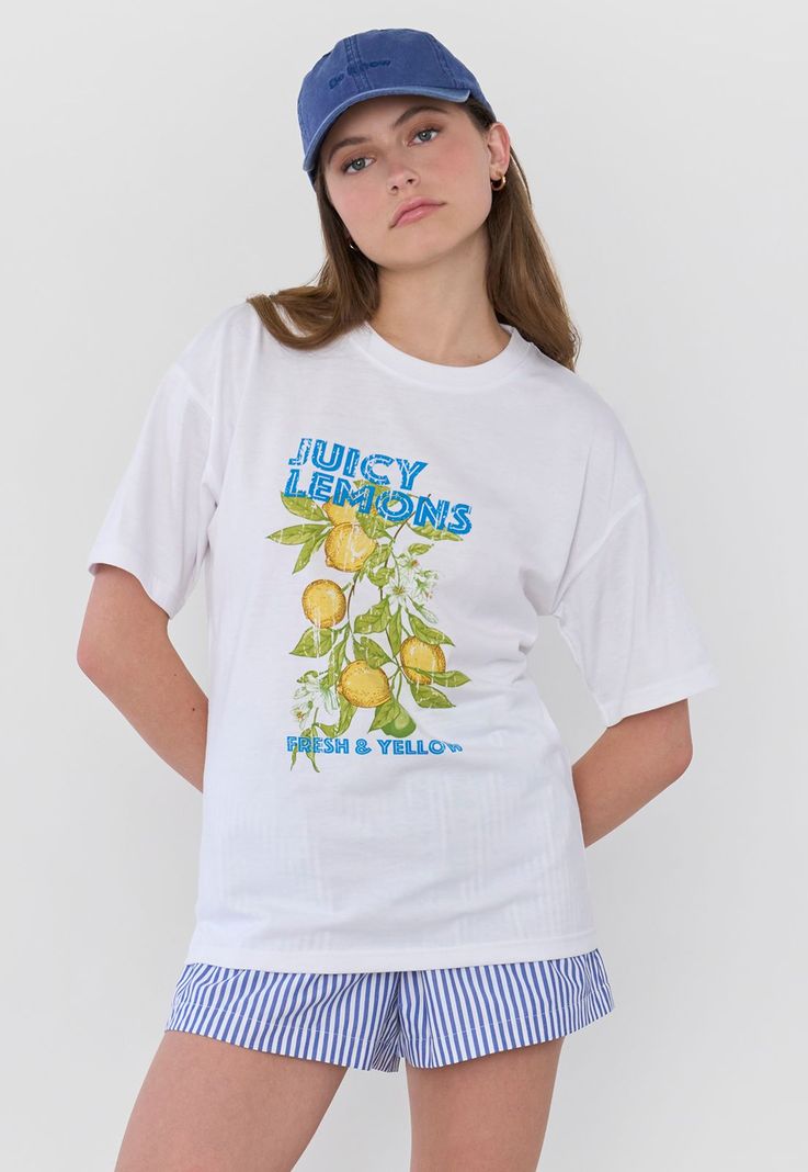 Polera Mujer Oversize Manga Corta Blanco Corona-0