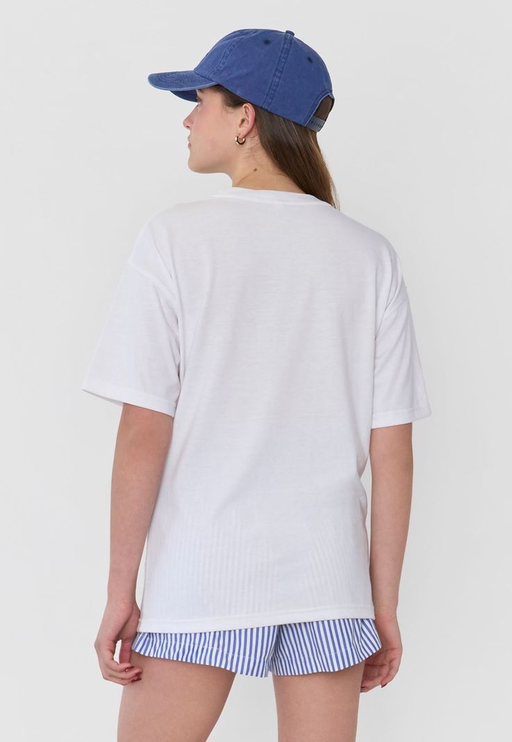 Polera Mujer Oversize Manga Corta Blanco Corona-1