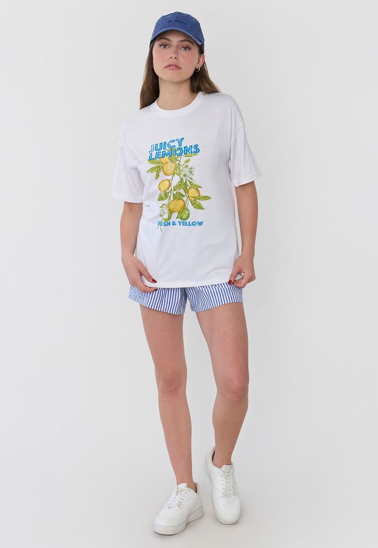 Polera Mujer Oversize Manga Corta Blanco Corona-3