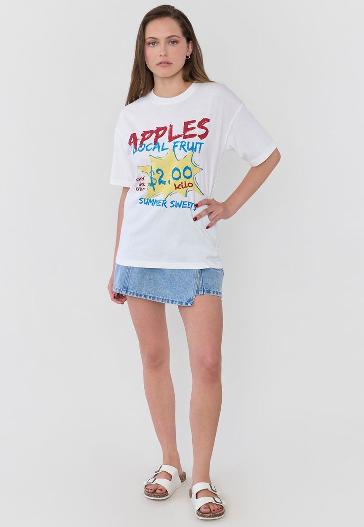Polera Mujer Oversize Manga Corta Ecru Corona-3