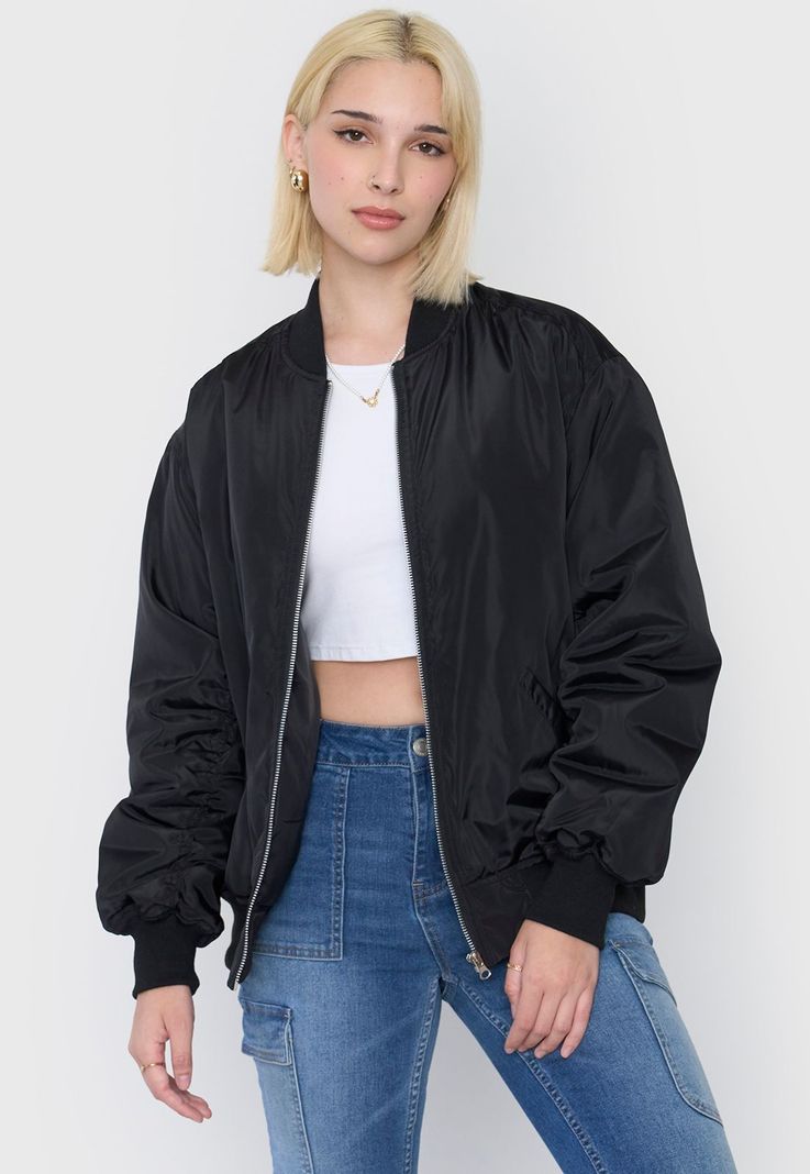 Chaqueta Mujer Bomber Básica Negro Corona-0