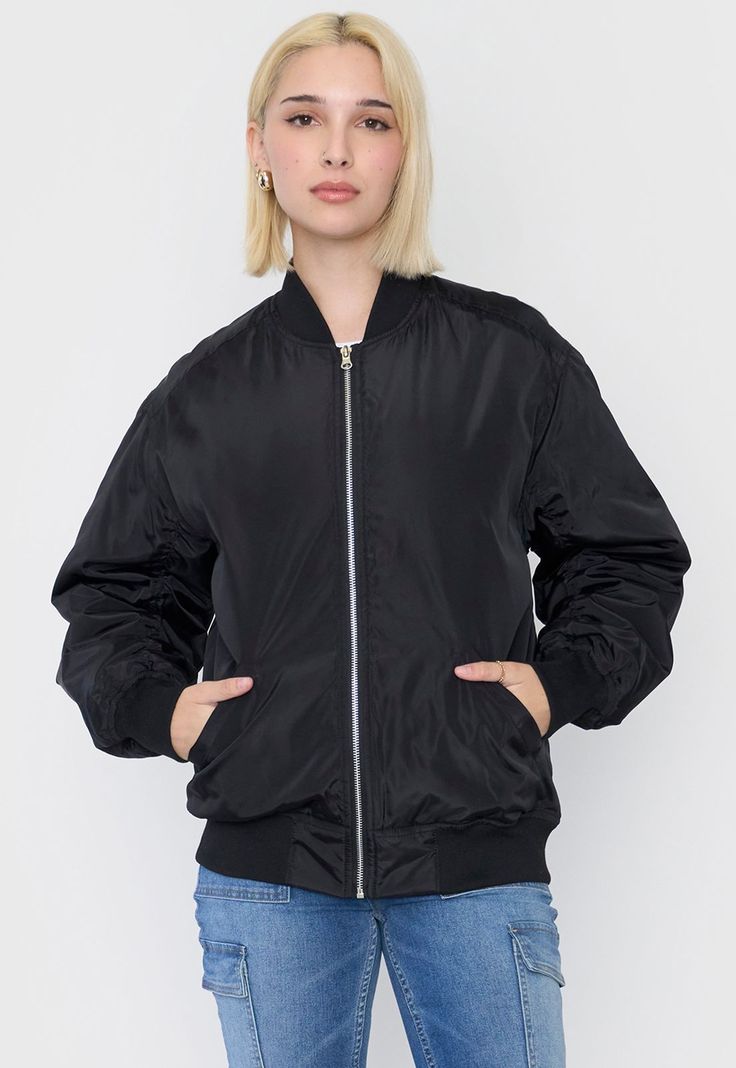 Chaqueta Mujer Bomber Básica Negro Corona-2