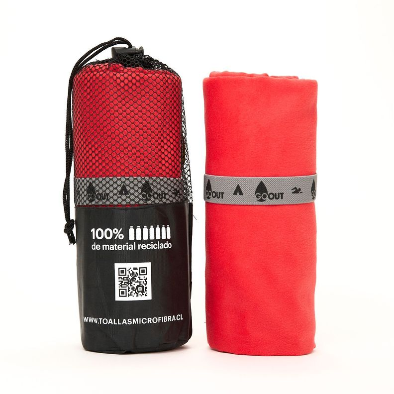 Toalla de microfibra Go Out 100% material reciclado , tamaño L rojo-1