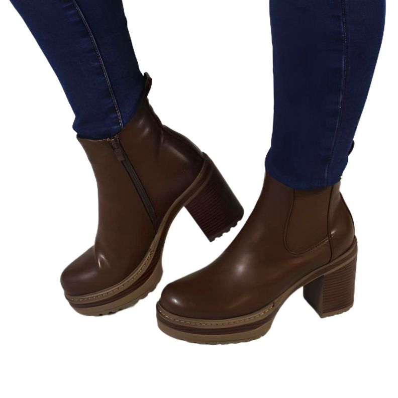 Botin de Mujer Taco Cuadrado 17 Yassne Beige