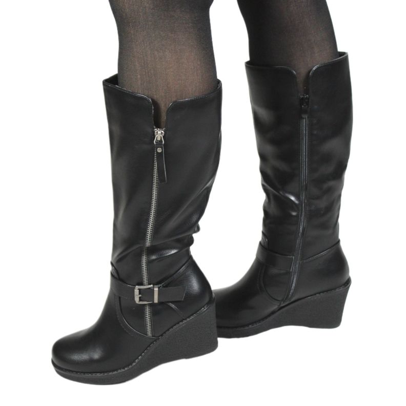 Bota Alta Mujer Taco Chino 66 Yassne Negro-2