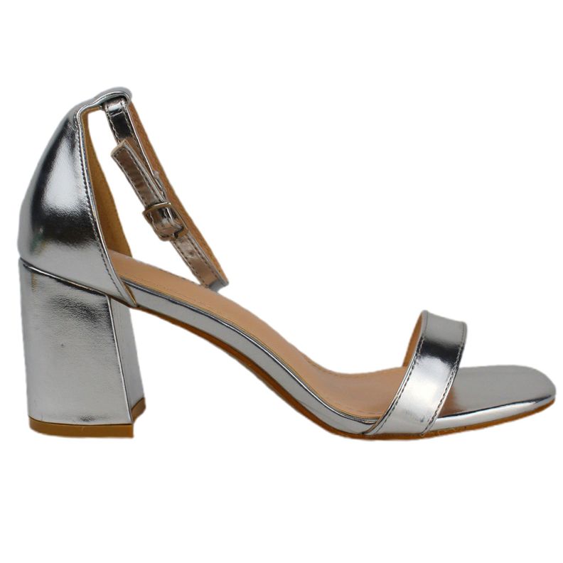 Sandalia Elegane Mujer Taco Medio Cuadrado H62 Yassne Plateado-0