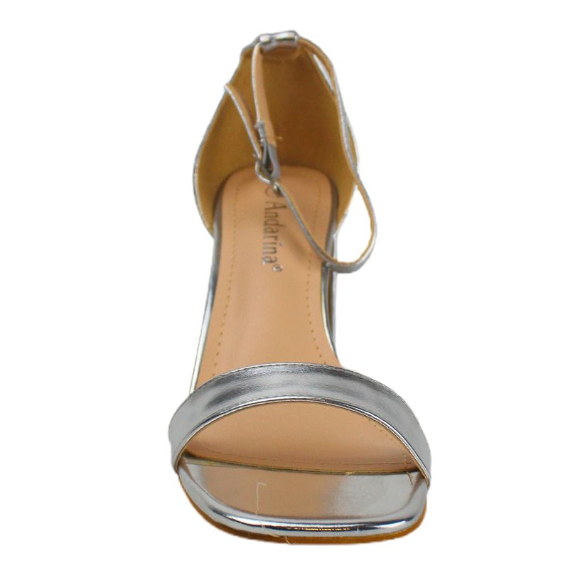 Sandalia Elegane Mujer Taco Medio Cuadrado H62 Yassne Plateado-3