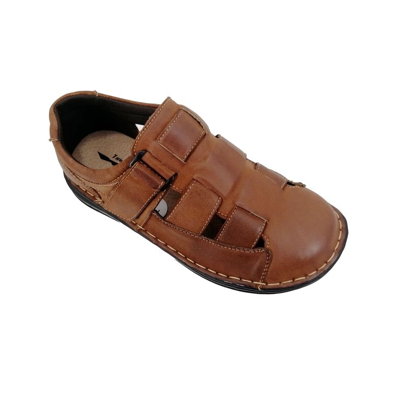 Sandalia de Cuero Hombre Marron 334-2
