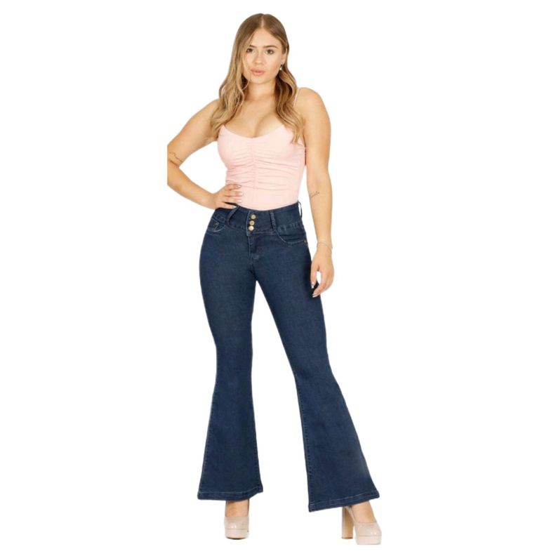 Jeans Flare Mujer Tiro Medio 64 Yassne-0