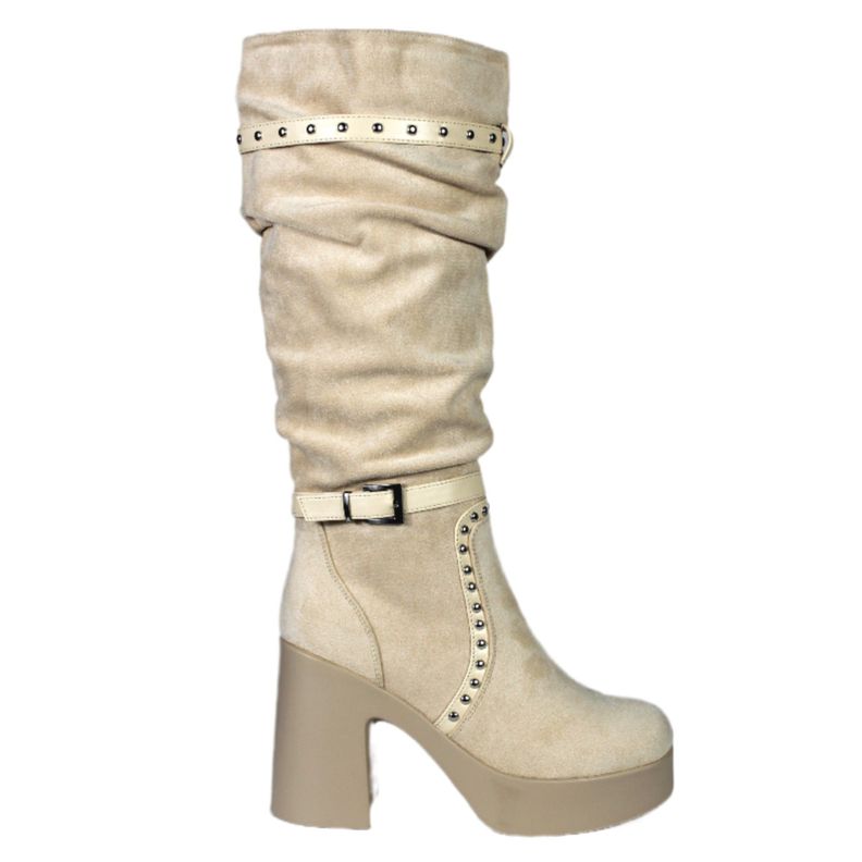 Bota Alta Gamuza Mujer 13 Yassne Beige-0