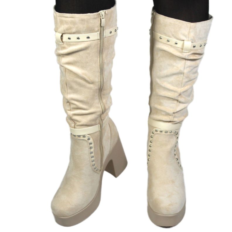 Bota Alta Gamuza Mujer 13 Yassne Beige-1